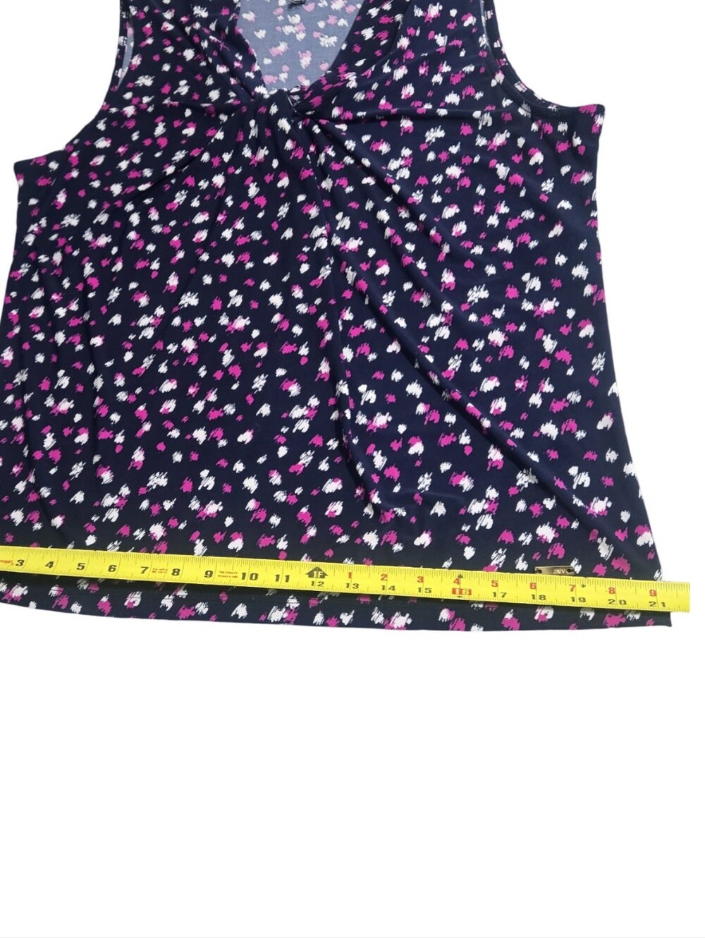 Jones New York Navy Sleeveless Floral Tie-Neck Camisole Flowy Festival Size L - Picture 7 of 8